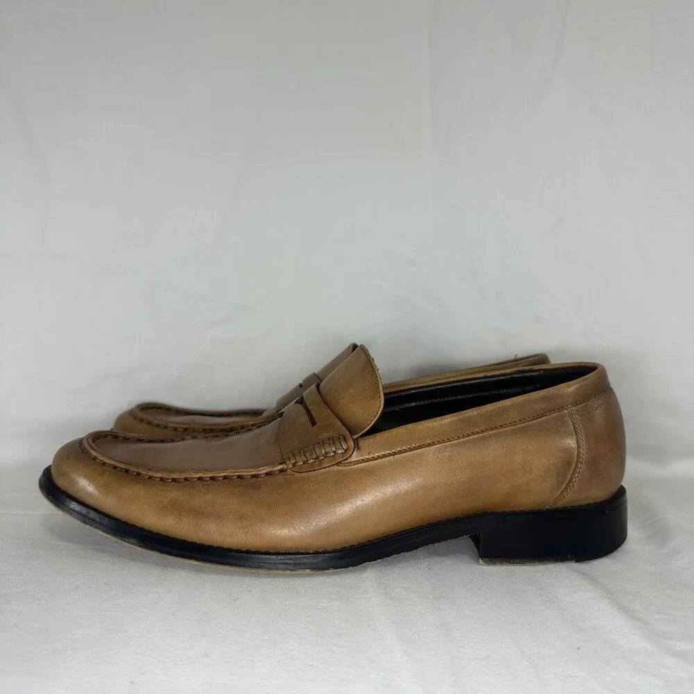 Winthrop Shoes Mens Size 8.5 Brown Rhys Leather Penny Loafers Slip On Moc Toe